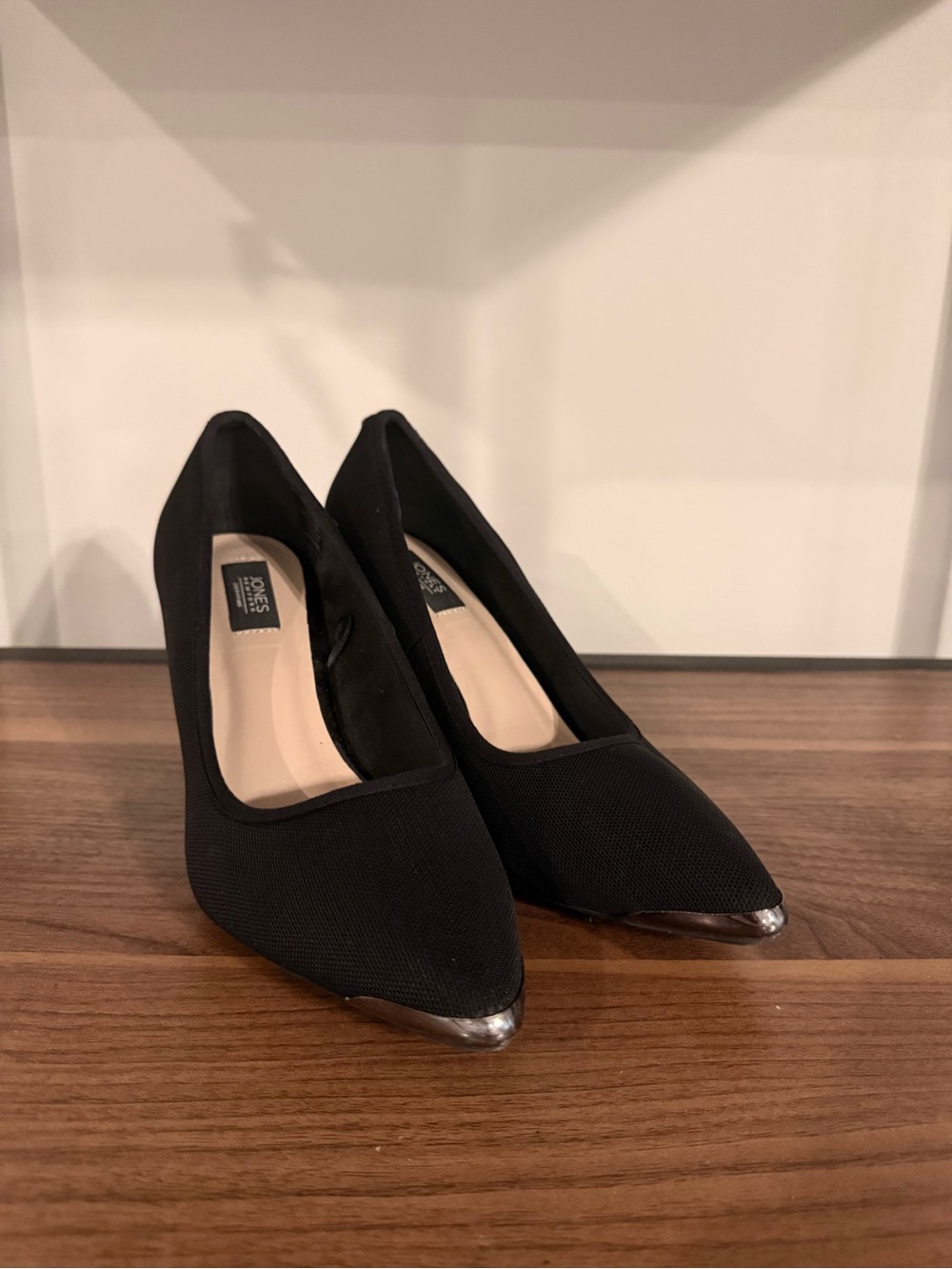 Sole Society Black Heels with Silver Toe Accent
